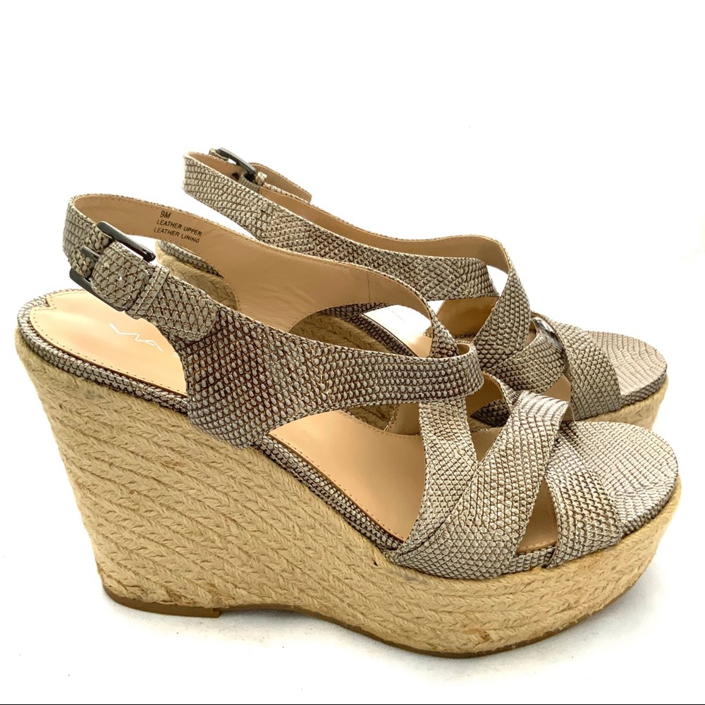 Via Spiga SnakePrint Leather Espadrille Wedge Sze9